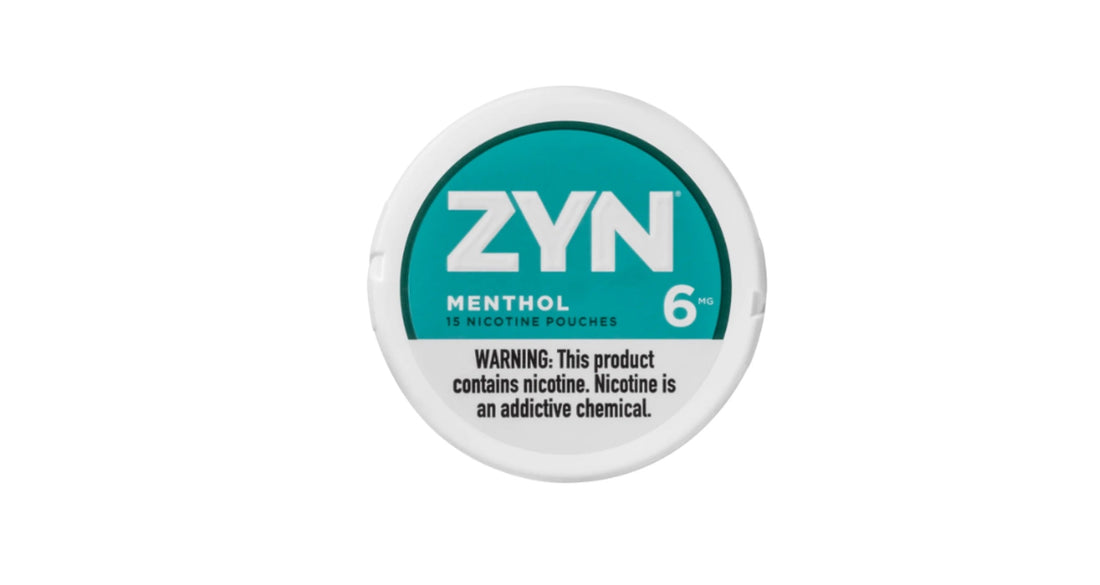 ZYN Menthol 6mg nicotine pouch can containing 15 tobacco-free pouches